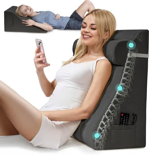 Vista 13 de Almohada de lectura de cuña de espuma viscoelástica para cama, almohada ergonómica para adultos con reposacabezas ajustable, almohada de cama