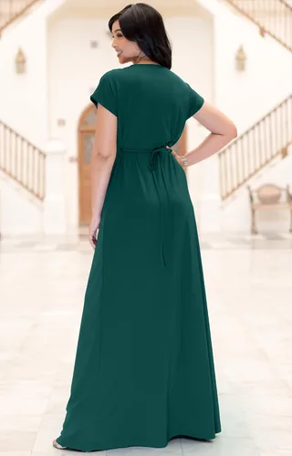 Vista 5 de KOH KOH Vestido largo con cuello en V y manga corta semiformal para mujer