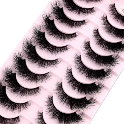 Vista 37 de Nuevas 10 Pares de Pestañas de Visón 3D Pestañas Postizas Hechas a Mano Pestañas Largas Esponjosas y Voluminosas Naturales Herramientas