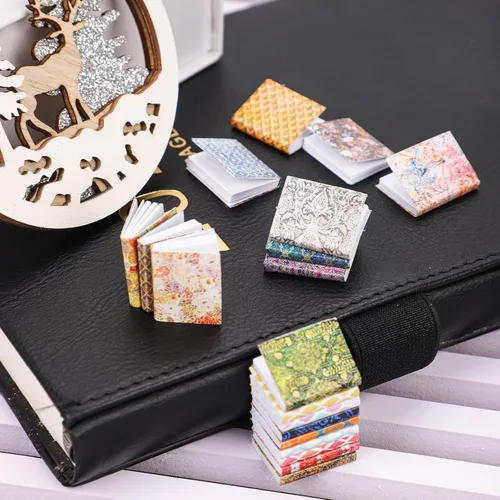 Vista 3 de 20 libros en miniatura para casa de muñecas a escala 1:12, mini libros para casa de muñecas, accesorios surtidos para casa de muñecas, suministros