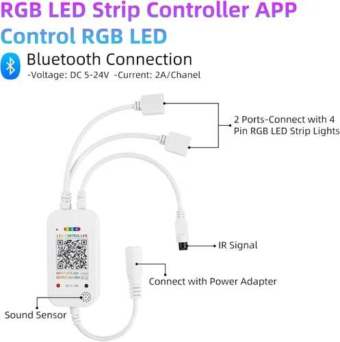 Vista 3 de Control remoto de Bluetooth para las tiras LED del RGB de SMD/de la MAZORCA