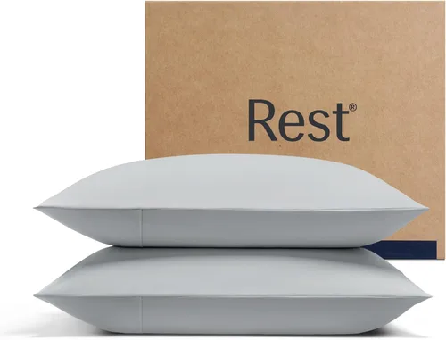 Vista 15 de REST® Evercool®+ Fundas de almohada refrescantes estándar, 2 fundas de almohada para piel sensible, tela con infusión de plata para un sueño