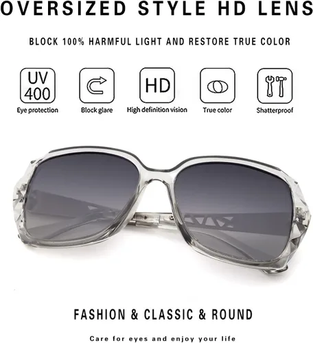 Vista 5 de LECKIRUT - Lentes de sol de gran tamaño para mujer, lentes de sol clásicos y a la moda con protección UV polarizada
