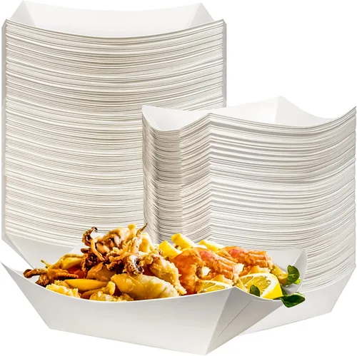 Vista 9 de Paquete de 100 Bandejas de Papel para Alimentos de 2 libras, Bandeja de Barco de Papel para Alimentos de Alta Resistencia Canasta de Servicio