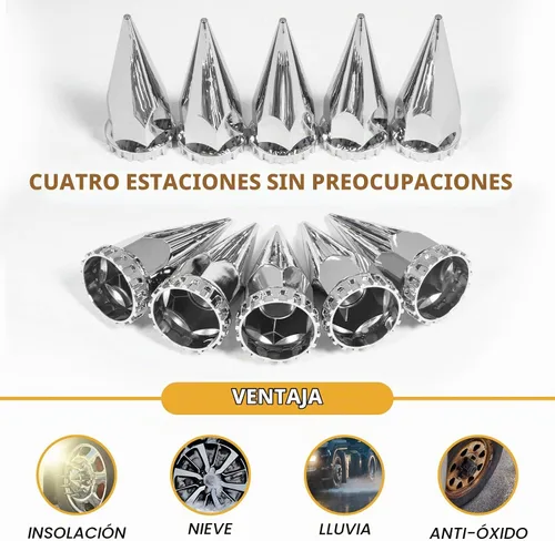 Vista 5 de 20 cubiertas para tuercas de llanta de 1.260 in/1.299 in, cubiertas de tuercas de espiga de plástico ABS cromado antioxidante roscado para tuercas