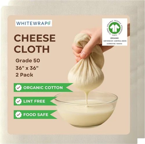 Vista 9 de Estopilla Bolsa de leche de nueces, colado reutilizable, 100% algodón sin blanquear, paño de muselina de mantequilla para cocinar, yogur, jugo