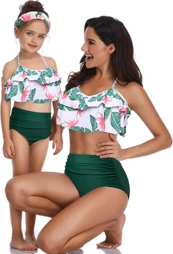 Vista 4 de Baby Girls Bikini Swimsuit Set Family Matching Mother Girl Swimwear Baithing Suit
