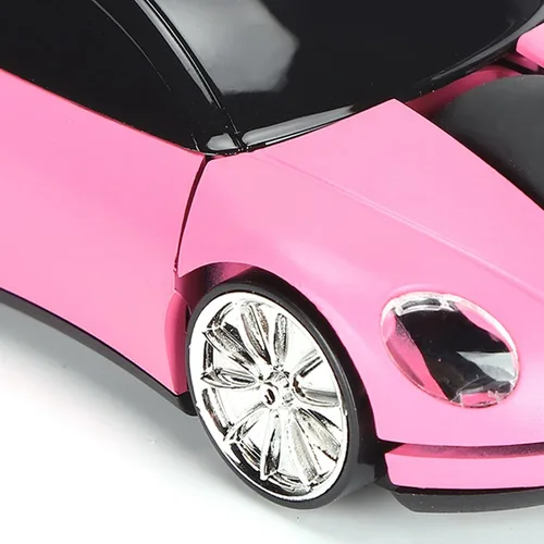 Vista 8 de Tbest Ratón inalámbrico con forma de automóvil, accesorios de computadora rosa en forma de automóvil, mouse inteligente con forma de carshaped