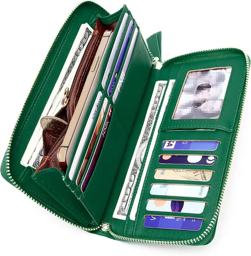 Vista 3 de GEEAD Wristlet Wallets for Women PU Leather RFID Blocking Zip Around Wallet