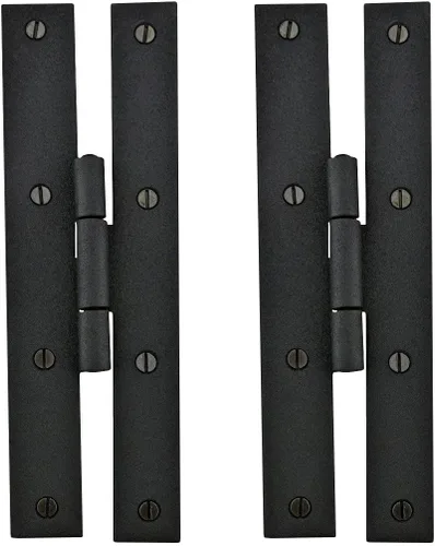Vista 10 de Renovators Supply Manufacturing H - Bisagras de gabinete de cocina de hierro forjado negro de 7 pulgadas con tornillos