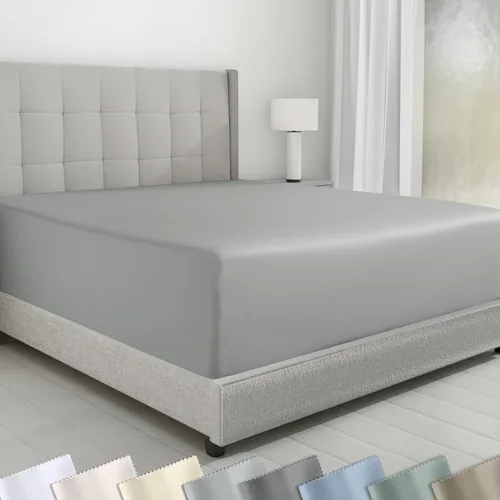 Vista 9 de California Design Den - Sábana bajera ajustable de algodón de 600 hilos, con bolsillo profundo elástico