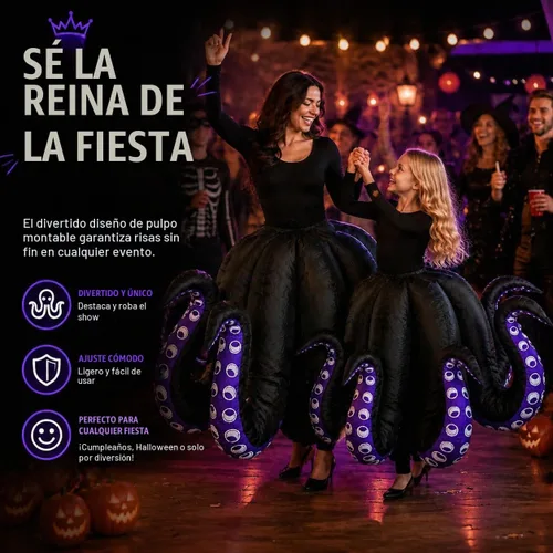 Vista 4 de Disfraz inflable de pulpo de Halloween para niños y niñas