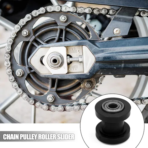 Vista 2 de uxcell Polea de rodillo de cadena de agujero de 0.315 in guía de rueda tensor universal negro para motocicleta Dirt Pit Bicicletas