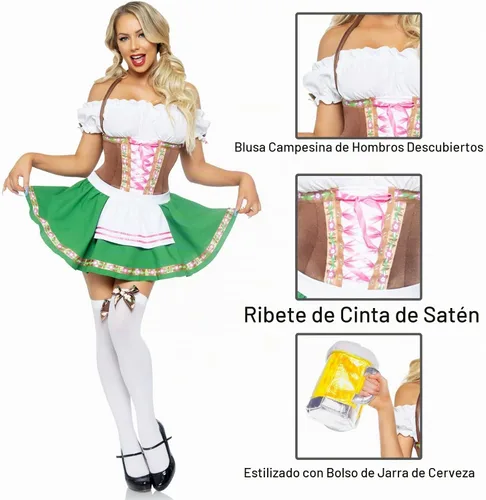 Vista 4 de Leg Avenue Women's Gretchen Costume Dirndl Dress Oktoberfest Outfits Women