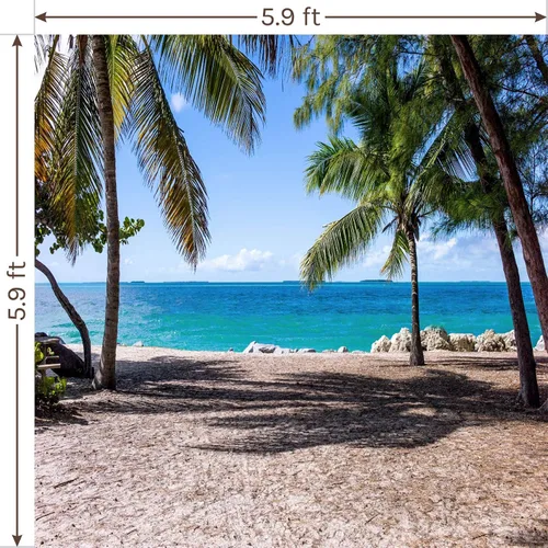 Vista 4 de Telón de fondo para cabina de fotos de playa tropical, 5.9 x 5.9 pies, decoración perfecta para fiestas de cumpleaños, bodas, Luau, fiesta de Moana