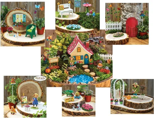 Vista 2 de Studio M Alegría Jardín de hadas Mini Patterned de macetas con flores conjunto de 3
