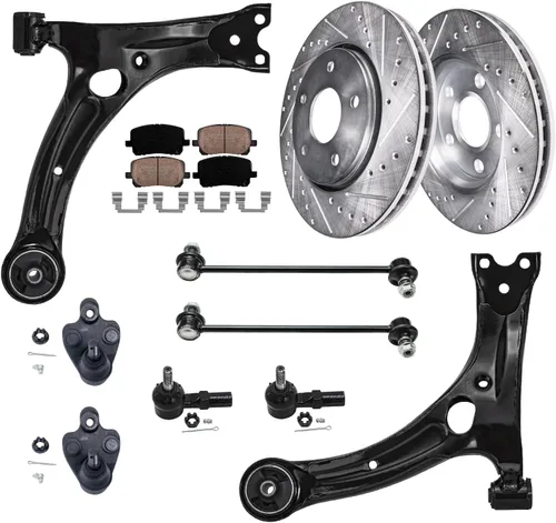 Vista 174 de Detroit Axle - Rotores de freno para Ford 2013-2019 Explorer Taurus Flex Lincoln MKT MKS, rotores de freno de disco ranurados perforados de repuesto