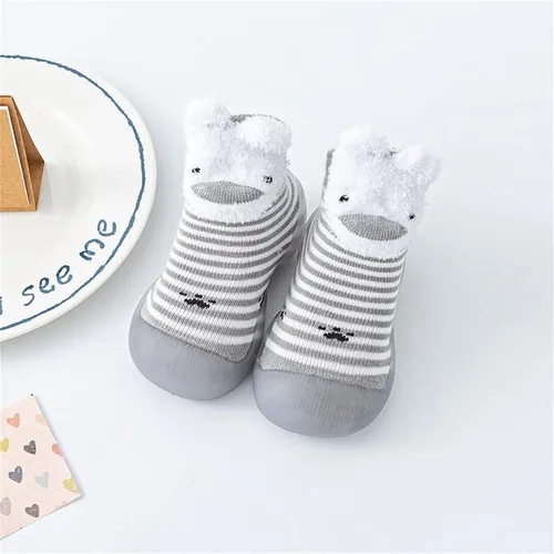 Vista 3 de Pantuflas antideslizantes para caminar y correr, mocasines para bebés y niños pequeños, mocasines antideslizantes con rayas arcoíris