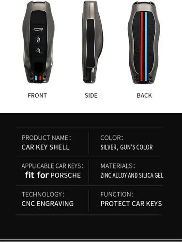 Vista 3 de ontto Funda para llavero con llavero compatible con Porsche 2010 en adelante