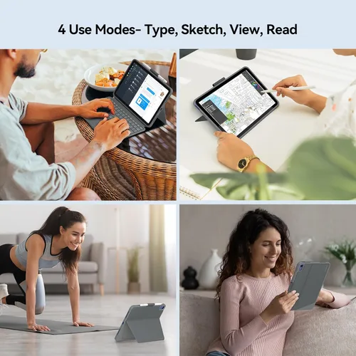 Vista 8 de Funda de teclado para iPad de décima generación: teclado mágico estilo Bluetooth recargable con trackpad incorporado, teclas retroiluminadas, diseño