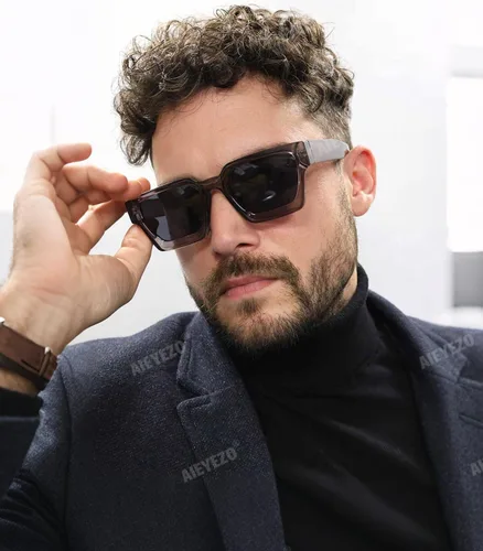 Vista 51 de AIEYEZO Gafas de sol cuadradas para mujeres y hombres, gafas de sol cuadradas con montura gruesa, estilo de diseñador simple