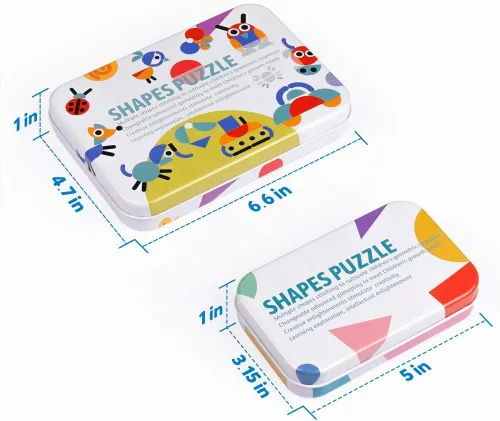 Vista 6 de Coogam - Juego de rompecabezas de madera con forma de Tangram, juego de apilamiento de clasificación de colores, rompecabezas de animales de madera