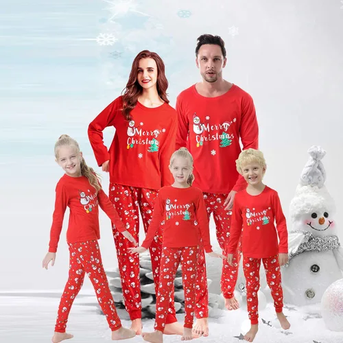 Vista 7 de Vopmocld - Pijama familiar a juego para Navidad, pijamas rojas para fiestas, juegos de ropa de dormir de algodón