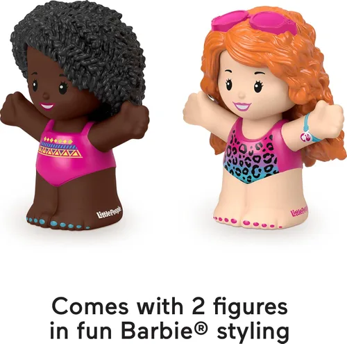 Vista 4 de Fisher-Price Little People - Juego de figuras de natación de Barbie con 2 personajes para preescolar, juego de simulación para niños a partir de 18