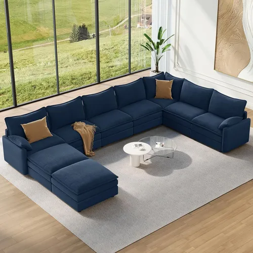 Vista 114 de Vesgantti Sofá modular de 108 pulgadas, cómodo sofá de nube con asiento profundo otomano movible, sofá modular en forma de L, sofás seccionales