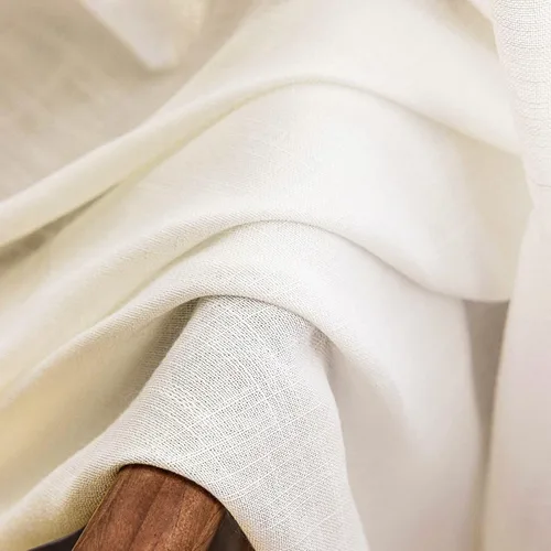 Vista 2 de Cortinas semitraslúcidas beige para sala de estar de 54 pulgadas de largo, paneles de ventana plisados con textura de lino para dormitorio, cortinas