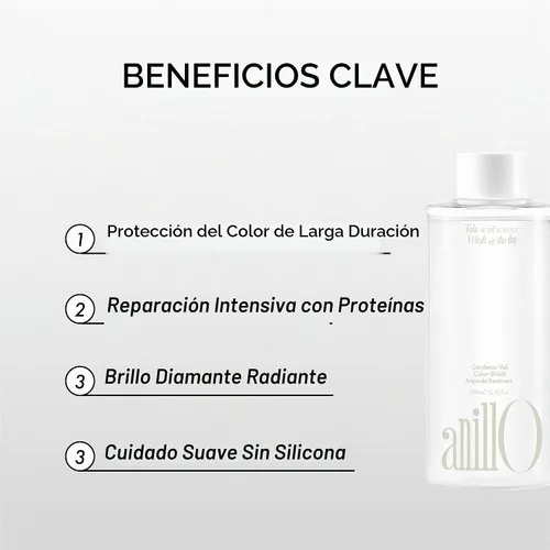 Vista 4 de ANILLO Gardenia Veil Color Shield Ampoule Treatment – Mascarilla para el cabello con aumento de brillo para cabello teñido – Complejo de proteína