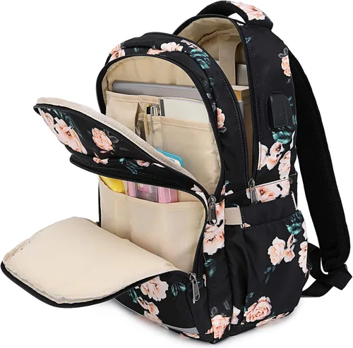 Vista 8 de Bluboon Mochila para mujer de 15.6 pulgadas, mochila para laptop de 15.6 Peonía