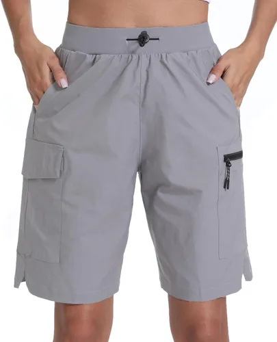 Vista 21 de Pantalones cortos de senderismo para mujer, de secado rápido, ligeros, para viajes, atletismo