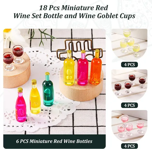 Vista 4 de Sumind 18 copas de vino en miniatura, mini botellas de champán para casa