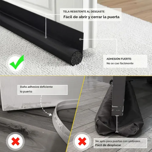 Vista 5 de Tope de Corriente de Puerta HomeProtect de 76 cm, Cinta de Clima con Adhesivo Fuerte para Protección Esencial del Hogar en Dormitorio para Espacios