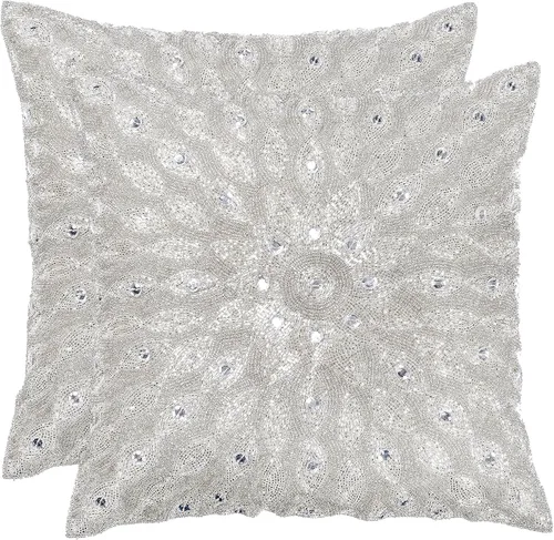 Vista 19 de Lightnpro - Funda de almohada hecha a mano con cuentas doradas, 12 x 12 pulgadas, elegante funda de cojín decorativo de acento para sofá, sillón