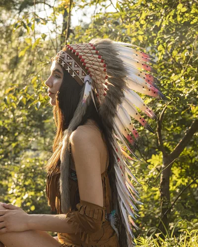 Vista 6 de Ballinger Tocado indio nativo americano tocado grande de plumas y gargantilla para decoración nativa americana carnaval fiesta de Halloween y juego