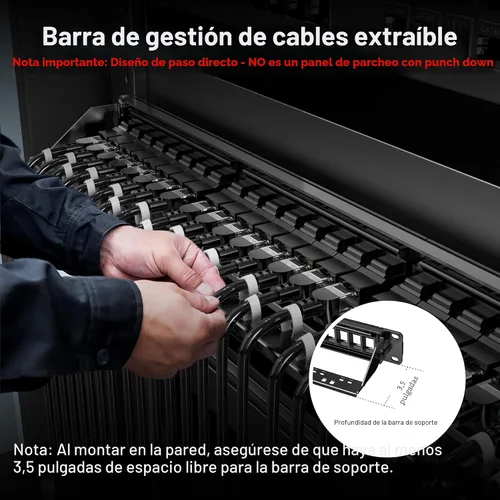 Vista 3 de Jadaol [Listado UL] Panel de Parches de 24 Puertos para Montaje en Rack o Montaje en Pared de 19 Pulgadas, Panel de Red Cat 6 de 1U Precargado