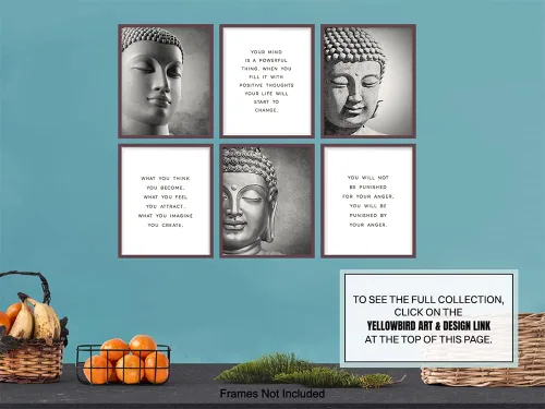 Vista 9 de Juego de citas inspiradoras de budismo, decoración zen del hogar, decoración de pared para sala de estar, estudio de yoga, oficina, regalo único