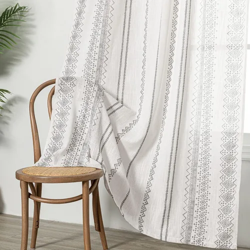 Vista 19 de MEETSKY Cortinas verde salvia de 63 pulgadas de largo, cortinas boho para sala de estar y dormitorio, cortinas semitransparentes de estilo lino