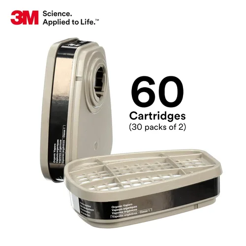 Vista 3 de 3M Cartucho respirador 6001, 30 pares, ayuda a proteger contra vapores orgánicos, limpieza, pintura, dispensación de productos químicos, limpieza