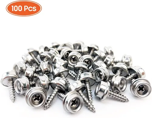 Vista 2 de Broches de lona para barco, broches marinos de acero inoxidable, kit de acero inoxidable para cubierta de barco con tornillo a presión de 3/8 Plata