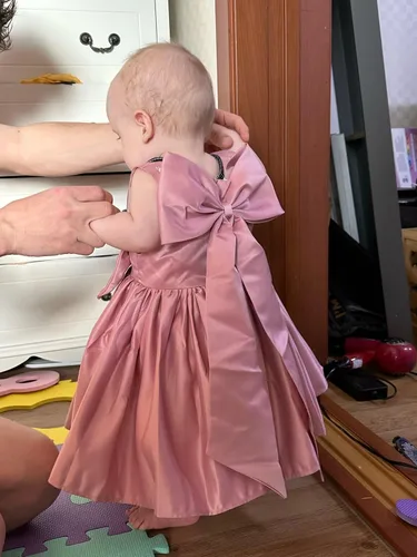 Vista 5 de 6M-8T - Vestido de fiesta de tutú para bebé, con lazo grande, para concurso de cumpleaños, para bautizo