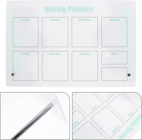 Vista 7 de WOONEKY Magnetic Dry Erase Planner Board Acrylic Desktop Weekly Monthly Schedule Organizer with Fridge Magnets and to-do List Memo Board for Home