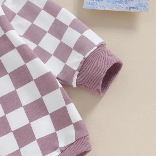 Vista 6 de Karuedoo Sudadera a cuadros para bebé niño y niña, mameluco de gran tamaño, manga larga, con burbujas, ropa neutra para otoño
