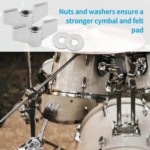 Vista 5 de Biaungdo 12 accesorios de repuesto para platillo, fieltros y copas de platillo Hi-Hat, funda de soporte con arandela y base, tuercas de ala