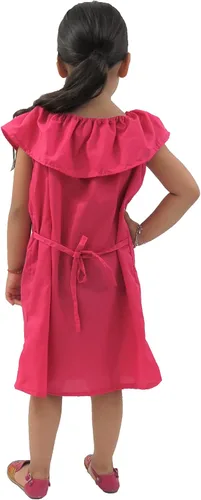 Vista 2 de Leos Imports Vestido tradicional mexicano Jocie bordado a mano, sin mangas, con volantes, vestido de fiesta para niñas, fabricado en México