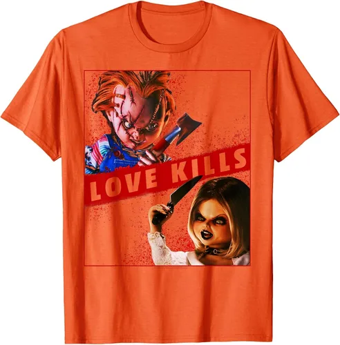 Vista 11 de Child's Play Chucky and Tiffany Love Kills T-Shirt Asphalt Grey