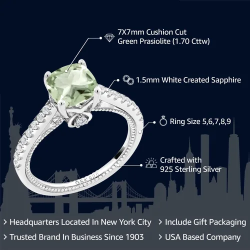 Vista 2 de Gem Stone King Anillo de compromiso de plata de ley 925 con piedra natal de 0.276 in y zafiro blanco creado Anillo de compromiso de boda