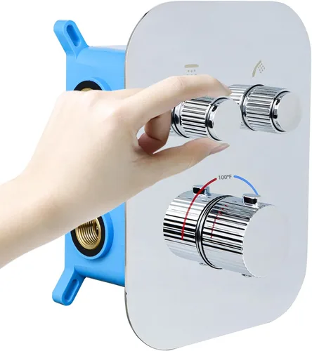 Vista 10 de Válvula termostática de ducha desviadora de ducha de 2 vías con control de temperatura, mezcla de ducha, desviador de flujo ajustable (negro mate)
